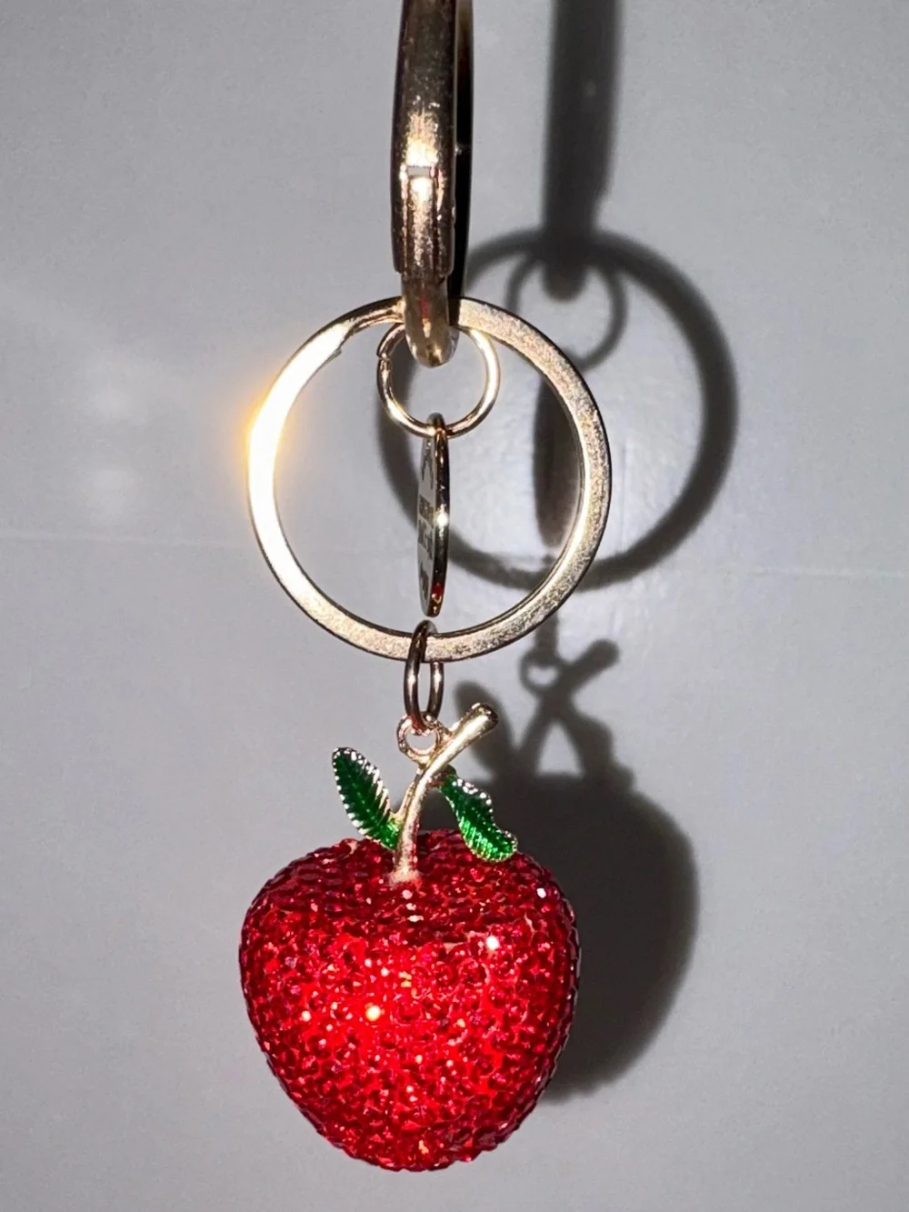Sparkling Red Apple Keychain with Gold Hardware - Red Delicious!